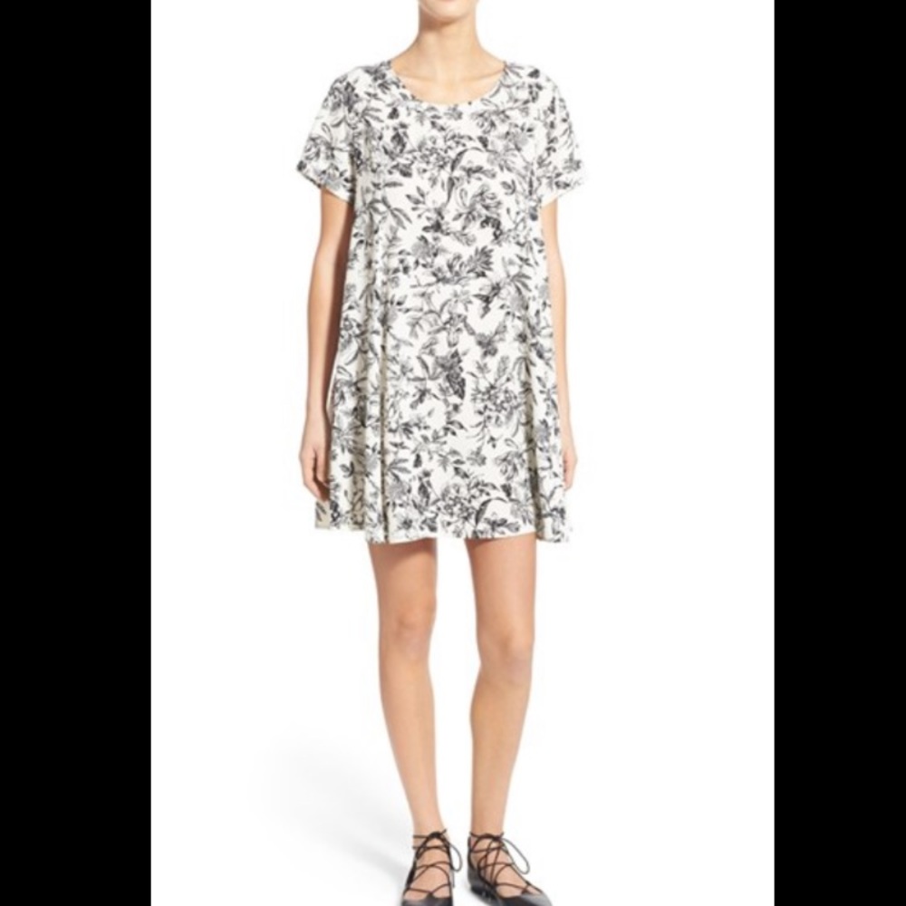 LUSH Black and White Floral Swing Dress